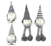 DUJSRZL 4 gnomos de Navidad de peluche de punto de Papá Noel, hechos a mano, decoración de mesa, decoración del hogar, decoración para chimeneas de mesa (patas largas grises mixtas)