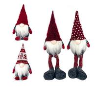 DUJSRZL Gnomos de Navidad de punto de Papá Noel hecho a mano para decoración de mesa de Navidad para interiores, decoración del hogar, decoración de mesa de chimenea (patas largas rojas mixtas)