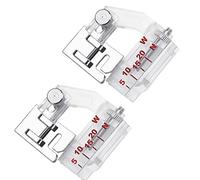 DUjuanhong Prensatelas Dobladillo para Maquina de Coser,2 Piezas 5 a 20 mm Prensatelas para Colocar Bies Prensatelas con Guia Ajustable para Brother Singer Janome Kenmore Babylock