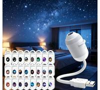Dujuanus 2-in-1 Galaxy Star Projector, HD 5D Holographic Night Light Projector, 360° Rotating USB Powered Plug and Play Ceiling Light for Bedroom Decor (24 Films)