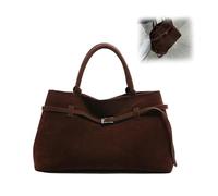 Dujuanus Bolso de Serraje Marrón Mujer Ante, Bolsos de Mujer, Gamuza Sintética Bolsa Tote Grande, Bolso Bandolera Mujer, Gran Capacidad Bandoleras Casual