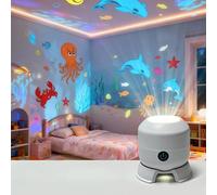 Dujuanus Dynamic Rotating LED Projector Light, 360° Rotating Ocean Night Light, USB Rechargeable LED Light Projector, Adjustable Brightness, Unique Base Design