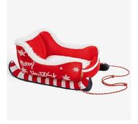 Dujuanus Festive Plush Cosy Dog Bed - Christmas Sleigh, Cama Navideña con Forma De Trineo para Perro, Cama Navideña De Peluche para Perro, Cachorro Que Duerme Tranquilo En Invierno (Rot,S)