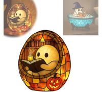 Dujuanus Halloween Ghost Reading Book Lamp, Ghost Bubble Bath Lamp, Handmade Halloween Reading Night Light Up, for Party or Gift (B)