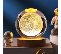 Dujuanus Ludosphere Lamp, 3D Galaxy Crystal Ball Night Light, Moon Ludosphere, Crystal Ball Night Light Glass Ball Night Lamp, Galaxy Lights for Bedroom (6CM,Moon)