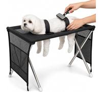 Dujuanus Pet Grooming Hammock with Stand, Foldable Design, Holds Up to 20kg, Restraint Tool for Small & Medium Pets, Ideal for Home and Salon Daily Grooming (Black)