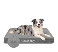 DUJUIKE 100% Impermeable Funda de Cama para Perro, Funda de colchón de Terciopelo para Perros, Peluche Suave，Funda de Repuesto para Cama de Mascota Lavable y extraíble，con Banda elástica (Gris,M)