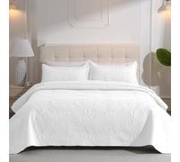 DUJUIKE Colcha Acolchada Ligera para Todas Las Estaciones, Multiusos para Cama Doble Matrimonio de 135 cm, Colcha Acolchada Estampada, Ideal para Camas y Sofás (Blanco, 220x240cm)