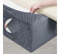 DUJUIKE Cubre Somier para Cama, Alternativa a la Falda de Cama Tradicional Totalmente elástica, Cubre Canapés para Somier, fácil de Instalar (King Bed Width:200-210cm, Gris)