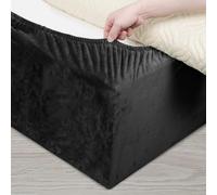 DUJUIKE Cubre Somier para Cama, Alternativa a la Falda de Cama Tradicional Totalmente elástica, Cubre Canapés para Somier, fácil de Instalar (Single Bed Width:90-100cm, Negro)