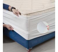 DUJUIKE Cubre Somier para Cama, Alternativa a la Falda de Cama Tradicional Totalmente elástica, Cubre Canapés para Somier, fácil de Instalar (Cama Doble :120-137cm, Blanco)