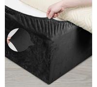 DUJUIKE Cubre Somier para Cama, Alternativa a la Falda de Cama Tradicional Totalmente elástica, Cubre Canapés para Somier, fácil de Instalar (Cal King Bed :180-190cm, Negro)