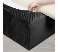 DUJUIKE Cubre Somier para Cama, Alternativa a la Falda de Cama Tradicional Totalmente elástica, Cubre Canapés para Somier, fácil de Instalar (Twin Bed Width:120-137cm, Negro)