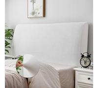 DUJUIKE Funda cabecero Cama, Protector de Funda de Cabecera de Cama, Tejido de Terciopelo Suave, Funda Protectora para cabecero de Cama (Blanco, Longitud de la cabecera：200cm-220cm)