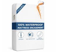 DUJUIKE Funda de colchón Impermeable, Protector de colchón con Cremallera, Impermeable, Suave, Resistente a chinches y ácaros del Polvo, hipoalergénico, Lavable a máquina (Blanco, 180 x 190 x 30 cm)