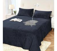 DUJUIKE Funda Impermeable para Cama, Funda de Terciopelo Impermeable, Protector de colchón Infantil 100% Impermeable y Transpirable, Funda de colchón silenciosa, súper Suave(Azul Marino, 230 x 300cm)