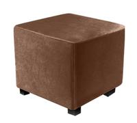 DUJUIKE Funda otomana Cuadrada,elástica para taburetes de Terciopelo, Funda para otomana, Funda para reposapiés Cuadrado (Marrón，L&A: 33- 46 cm, Al: 38-46 cm
