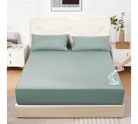 DUJUIKE Sábana Bajera 100% Impermeable, Protector de Colchón para Hogares de Mascotas, Dormitorios de Niños y Adultos, Bolsillos Profundos, Apto para Colchones de 20-40 cm(Verde,180x200cm)