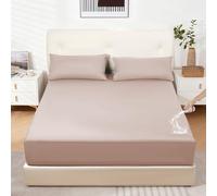 DUJUIKE Sábana Bajera 100% Impermeable, Protector de Colchón para Hogares de Mascotas, Dormitorios de Niños y Adultos, Bolsillos Profundos, Apto para Colchones de 20-40 cm(Camello,90x200cm)