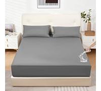 DUJUIKE Sábana Bajera 100% Impermeable, Protector de Colchón para Hogares de Mascotas, Dormitorios de Niños y Adultos, Bolsillos Profundos, Apto para Colchones de 20-40 cm(Gris,120x200cm)