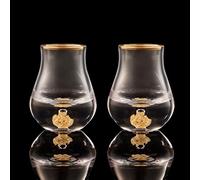 DUJUST Elegante vaso de chupito curvilíneo (45ml) juego de vasos de chupito de cristal decorados con copos de pan de oro de 24 quilates, sin BPA ni plomo, perfectos decoración - 2