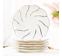 DUJUST Platillos de Porcelana de 6 Pulgadas para Té/Café - Estilo Británico de Lujo Con Borde Dorado - Hermosa Decoración para Sala de Estar