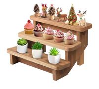 DUJUST Porta Tartas de Madera para 12 Cupcakes, Soporte Tarta de 3 pisos con Superficie de Grado Alimenticio, Soporte para Cupcakes para comida y juguetes, Fácil de Instalar y Transparente
