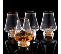 DUJUST Snifter Set de 4 copas (8 oz), vasos whisky cristal cristal con hojas de oro de 24K, aptos para whisky/brandy/cognac/bourbon/tequila/scotch. Sin BPA ni plomo
