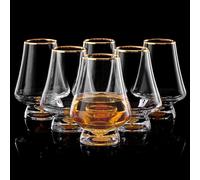 DUJUST Snifter Set de 6 copas (8 oz), vasos whisky cristal cristal con hojas de oro de 24K, aptos para whisky/brandy/cognac/bourbon/tequila/scotch. Sin BPA ni plomo