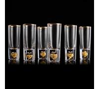 DUJUST Vasos de Cristal para Chupitos (2oz), Juego de Vasos para Chupitos Decorados con Escamas de Oro de 24K, Sin BPA y Sin Plomo, Opciones de Regalo - 6 uds.