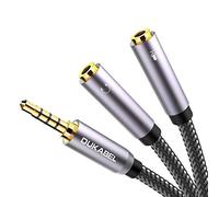 DuKabel Audio Micrófono Combo Adaptador para PC Gaming Headset 3.5mm Jack Y Splitter Cable Adaptador (2 x TRS Jack a TRRS Macho) para PS4, Xbox One, Teléfono Móvil y Laptop - Top Series 30cm
