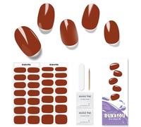 DUKASOU 28 tiras de gel semiendurecido para uñas, pegatinas de uñas de gel de calidad de salón de belleza, tiras de esmalte de uñas duraderas para mujeres, niñas, niños（rojo intenso）