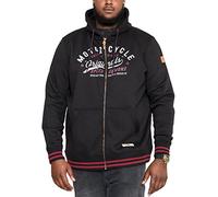 DUKE D555 Sudadera con capucha para hombre Patrick con cremallera completa, color negro, talla grande, Negro, XXXXXXXXL