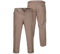 Duke London D555 Hombre Talla Grande Elástico Chinos Pantalones con Extenda Cintura - Piedra, 50w/29l