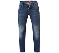 Duke London D555 - Pantalones vaqueros elásticos para hombre, talla grande, ajuste cónico, color azul oscuro Azul Oscuro Stonewash 60W x 32L