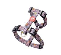 DUKIER - Arnés Clásico para Perro, Chaleco Antitirones, Ajustable y en Forma de H para Mascotas, Homologado, con Cierre de Seguridad de 4 Puntos, Diseño de Flower Power con Doble Impresión, Talla S