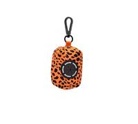 DUKIER - Dispensador de Bolsas para Excrementos Perro, Portabolsas de Tela, Accesorio Animales, con Mosquetón, Diseño Cheetah Gold