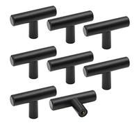 Dulau 8 piezas Tiradores Negros para Armario, único Agujero Pomos de Cajón Pomo de Armario Tirador de Cocina Perillas en Forma de T para Muebles de Baño de Cocina Cajón de Gabinete
