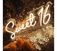 Dulce 16 blanco cálido led señal de neón para decoraciones de fiesta de cumpleaños de 16 años también se puede usar como una pequeña luz nocturna fuente de alimentación USB de 5V tamaño 15.7*6.7inches