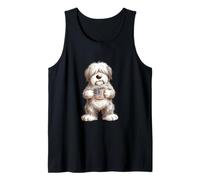 Dulce Alegre Bobtail Cachorro Perro Taza café Bandera de Estados Unidos Camiseta sin Mangas