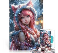 Dulce anime nevado niña rompecabezas de 1000 piezas para adolescentes juegos educativos con piezas totalmente entrelazadas y forma aleatoria 38 x 26 cm