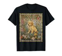 Dulce Cachorro Golden Retriever con Estampado Floral Vintage Camiseta