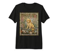 Dulce Cachorro Golden Retriever con Estampado Floral Vintage Camiseta Premium