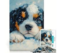 Dulce Cavalier King Charles Spaniel en la Nieve 无 Rompecabezas de 1000 Piezas para Adolescentes, Juguete de lógica Fuerte, Mente Relajada, Borde Claro, Sorpresa de cumpleaños 38x26cm
