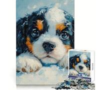 Dulce Cavalier King Charles Spaniel en la Nieve 无 Rompecabezas de 1000 Piezas para Adolescentes, Juguete para ejercitar el Cerebro, Escape Tranquilo, Arte, Montaje, Regalo considerado 38x52cm