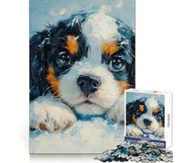 Dulce Cavalier King Charles Spaniel en la Nieve 无 Rompecabezas de 1000 Piezas para Adolescentes, Juguete de lógica Fuerte, Mente Relajada, Borde Claro, Sorpresa de cumpleaños 38x26cm
