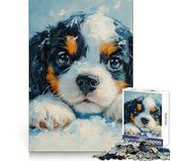 Dulce Cavalier King Charles Spaniel en la Nieve 无 Rompecabezas de 1000 Piezas para Adolescentes, Juguete de Habilidad, sin estrés, Corte Exacto, Regalo Encantador 50x75cm