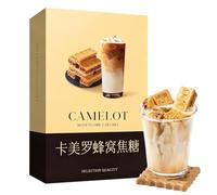 Dulce de Miel y Caramelo Panal de Abeja Postre Tradicional de Fiestas Decoración para Café Helado Snack Crujiente(80g)