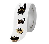 Dulce dibujos animados - Pegatinas de gato | Vinilo impermeable | Estética pegatinas | Rollo de pegatina para gato | Cartón de dibujos animados Black Kitten Pegatinas para ordenador portátil | idea