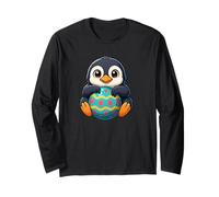 Dulce dibujos animados pingüino Pascua huevo celebración Manga Larga